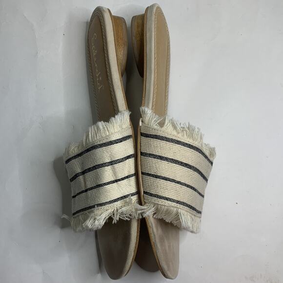 Splendid Cream Fringe Baldwyn Slide Flat Boho Sandals S-100 Size 9 - Picture 6 of 10